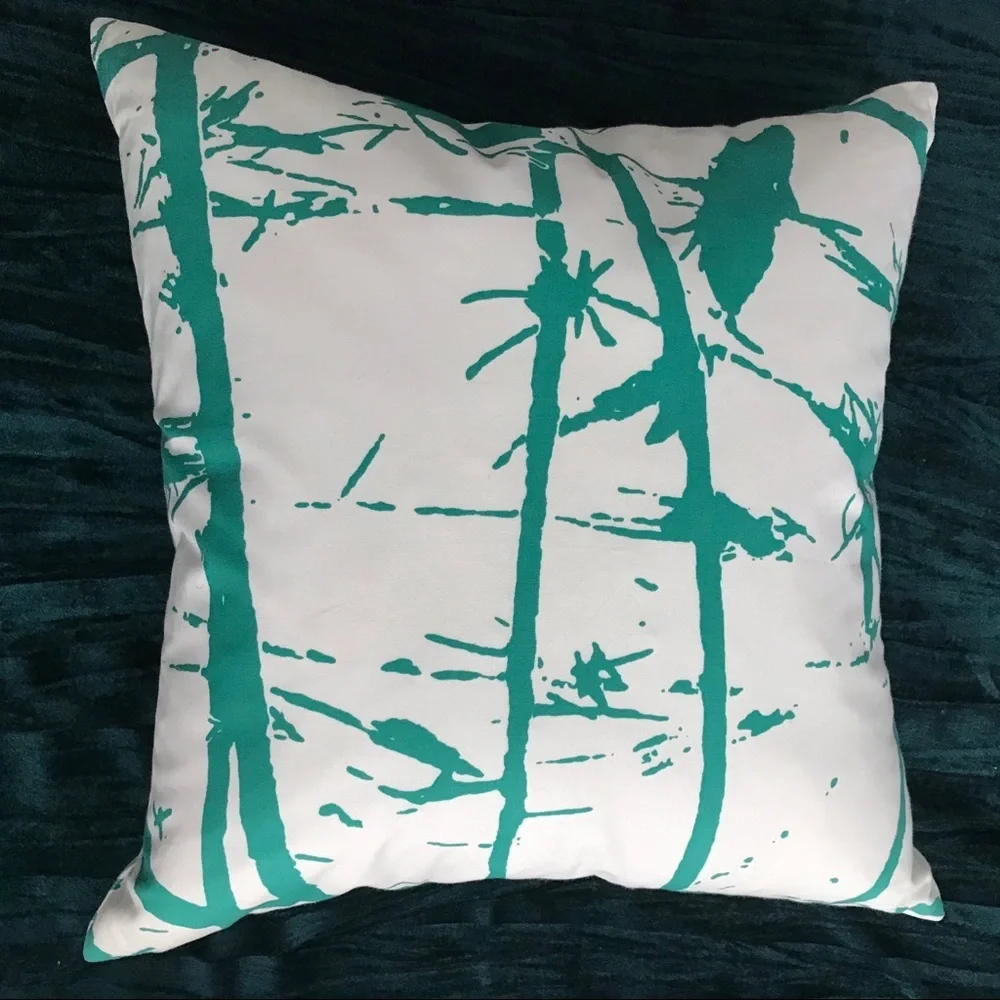 Set of 2 Unison Throw Pillows Teal White Splatter green blue